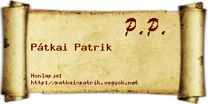 Pátkai Patrik névjegykártya